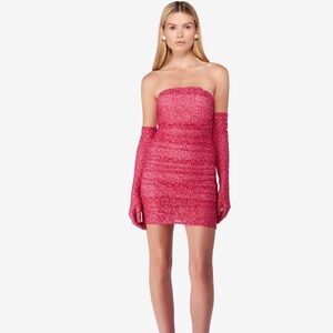 Elegant Pink Lace Mini Dress